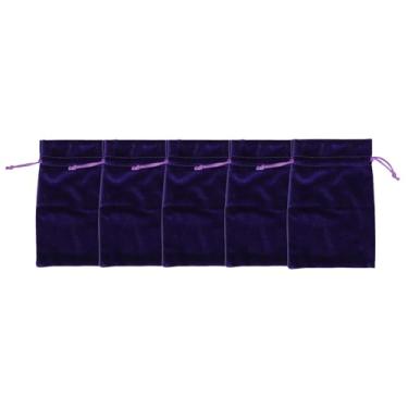 Imagem de SUNGOOYUE Bolsa de Veludo Com Fecho de Cordão Seguro para Jogos de Runas de tarô, 5 Peças, Resistente, Armazenamento de Joias, Bolsa de Veludo para Presentes de Festival (Violeta)