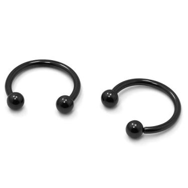 Imagem de Piercing Ferradura Preto Aço Cirúrgico 1.2mm - M2 Piercing, 10mm