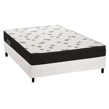 Imagem de Cama Box Casal: Colchão Espuma D45 Ortobom Light Ortopilow + Base Crc Courano White(138X188)