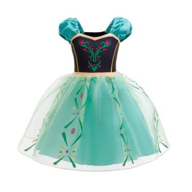 Imagem de Dressy Daisy Vestido de coroação de princesa nórdica para meninas, corpete com alças de babados, saia de organza floral com forro de cetim, fantasia de Halloween, aniversário e brincadeira, verde 3 a