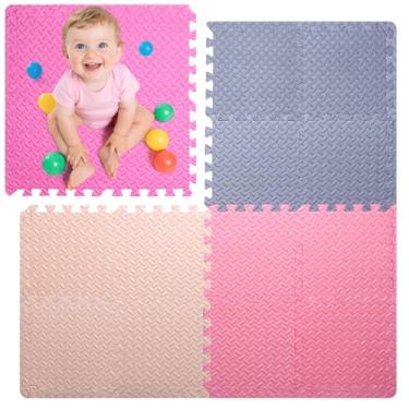 Imagem de Coolcandy Baby Foam Play Mat 16Pcs with Edge Strips, 4 Colors Interlocking Floor Tiles, 0.4″ Thickened Non-Slip Puzzle Floor Mat for Infants Toddlers Playroom & Daycare