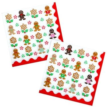 Imagem de 80 guardanapos de papel de festa de gengibre descartáveis de Natal guardanapos de almoço