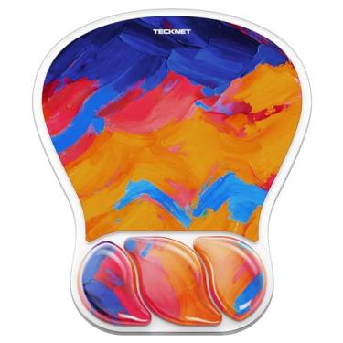 Imagem de TECKNET Mouse pad de gel com descanso de pulso, mouse ergonômico de escritório com suporte de pulso - antiderrapante e superfície lisa tapete de acessórios de mesa confortável para escritório, jogos e