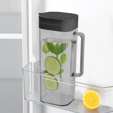 Imagem de Jarra SlimFit de 2 litros com tampa – Jarro de água para porta de geladeira – Jarra de plástico à prova de vazamento de 1,8 l com tampa – Recipiente de bebida para suco, chá gelado, café, plástico