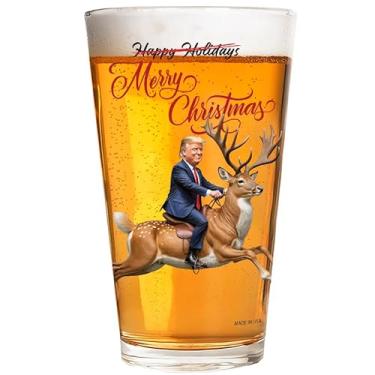 Imagem de Patriots Cave Feito nos EUA, vidro de 473 ml, lavável na lava-louças - Feliz Natal do nosso presidente dos EUA, copo de cerveja para marido, pai ou qualquer pessoa que ame o Natal