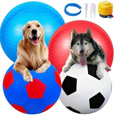 Imagem de VercanMonth 4 peças, conjunto de 20 polegadas, bola de pastoreio para cães com capa de bola, bola anti-explosão, brinquedos para cães para brincadeiras de entretenimento, por favor, veja o vídeo para