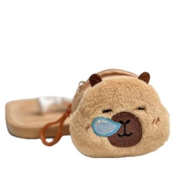 Imagem de Capybara Bolsa de pelúcia com zíper portátil pingente capibara capa para fone de ouvido criativa bolsa de dinheiro moeda capivara, Estilo A, Bonito