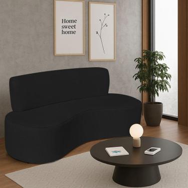 Imagem de Sofá Curvo 2 Lugares Sala De Estar Recepção Escritório Amsterdã 140cm Corano - Amarena Móveis Cor Preto