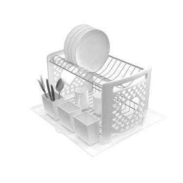 Imagem de Escorredor De Louça Com Laterais Em Coração E Bandeja Em Plástico - Stolf Branco