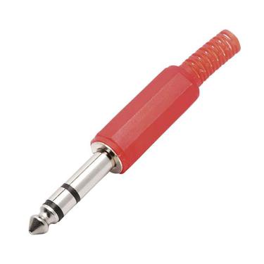 Imagem de Plug P10 Stereo Metal Com Corpo Plastico Vermelho