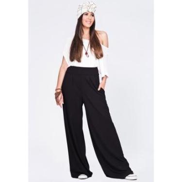 Imagem de Calça Pantalona Malha com Bolso Preta - P - Veste do 38 ao 40-Feminino