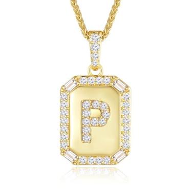 Imagem de Peeshow Colares femininos com inicial de ouro 18 quilates, colar de corrente com pingente de letra delicada, joias femininas de ouro, presentes para mulheres, esposa, mãe, filhas, aniversário
