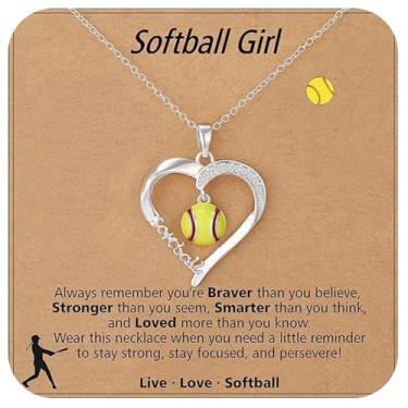 Imagem de Warmhope Colar de softbol requintado feito à mão, joia exclusiva presente para esposa parceira ou mulher adorada comemorando aniversário, presente de lembranças inspiradas em esportes, Universal size