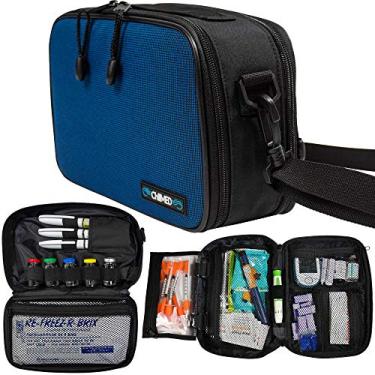 Imagem de ChillMed Elite Organizador semanal de viagem para diabetes – Bolsa térmica de viagem para insulina e medicamentos com pacote de gelo reutilizável – Até 14 horas de tempo frio (azul)