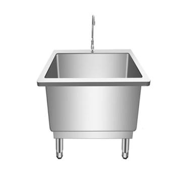 Imagem de TRGCJGH Lavatório de esfregão de piso interno e externo, balde de esfregão de banheira utilitária, pia de serviço de esfregão de aço inoxidável (50 x 50 x 50 cm/19,6 x 19,6 x 19,6 pol.)