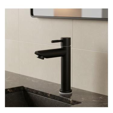 Imagem de Torneira Banheiro Fria Lavatório Lavabo Pia Cuba Bancada Metal Aço inoxidável Preto Fosco