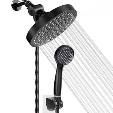 Imagem de Chuveiro E Ducha Manual De Parede Com Desviador Kit Completo Cor Fosco Preto (Preto Redondo)