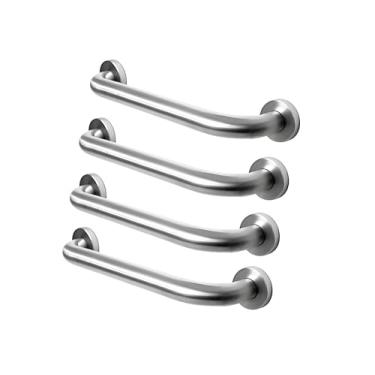 Imagem de Kit 4 Unidades Barra Alça Apoio Idoso Inox Escovado Deficiente Pne (Prata, 50 cm)