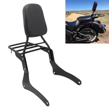 Imagem de [Enviado dos EUA] Motaux Passenger Sissy Bar com suporte de bagagem para Kawasaki Vulcan 900 VN900 Classic Custom 1996-2023, preto