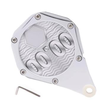 Imagem de Suporte de licença de disco fiscal, moldura hexagonal de permissão de disco fiscal, suporte de alumínio com chave inglesa, suporte de etiqueta de gancho de cartão para ciclomotor de motocicleta ATV