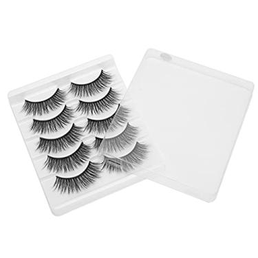 Imagem de Cílios postiços conjunto 5 pares grosso encaracolado reutilizável palco maquiagem cílios para namoro vida diária fibra química (005)