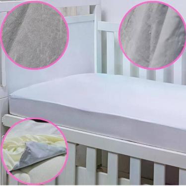 Imagem de Capa Impermeável Para Colchão De Berço Confortável Anti Xixi Branco