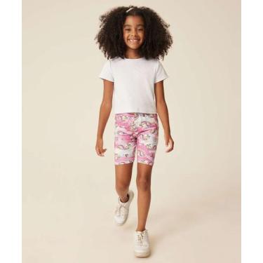 Imagem de Bermuda Infantil Estampa Unicórnio Marisa-88167, 6, Rosa