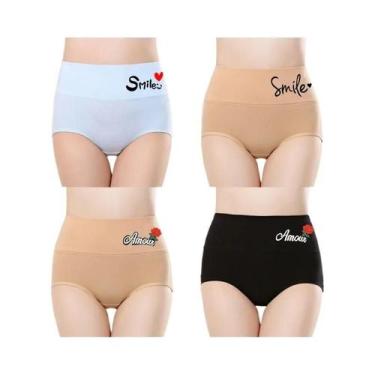 Imagem de Conjunto De Roupa Íntima De Algodão plus Size Para Mulheres 4PCS Calci