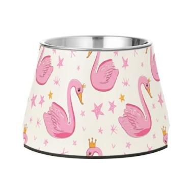 Imagem de SEHANY Tigelas fofas para cães de pato antiderrapante de aço inoxidável com fundo de borracha que evita a queda, 2,3 tigelas quadriculadas para comida e água para cães e gatos