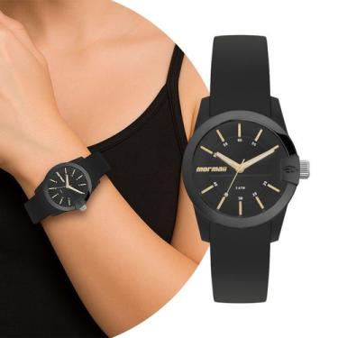 Imagem de Relógio Feminino Preto e Dourada Analógico de Pulso Movimento Quartzo 