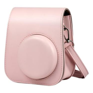 Imagem de Bolsa Case Capa com Alça para Câmeras Instax Mini 12/11, Disponível em Branco, Lilás, Verde, Rosa, Azul e Colorida (Rosa Chiclete)