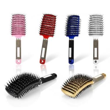 Imagem de Escova Massageadora de Couro Cabeludo – Anti-Frizz, Desembaraçadora Profissional, Ideal para Cabelos Lisos, Cacheados e Crespos – Cor Aleatória