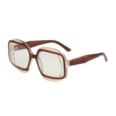 Imagem de JRLLFD Óculos de sol da moda, proteção solar versátil, colisão de cores, tons UV400 (lentes transparentes)