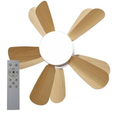 Imagem de Ventilador Lampada E27 Helice Madeira 2 Em 1 Controle Remoto Verao Calor Iluminaçao 2 Em 1 Sala Estar Quarto Casa