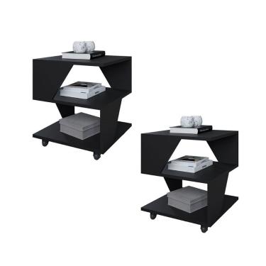Imagem de Kit com 2 Mesa de Cabeceira Spin para Quarto Casal Poquema