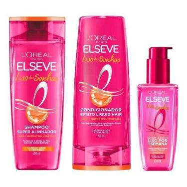 Imagem de Kit Elseve Liso Dos Sonhos - Shampoo + Cond 200ml + Sérum - L'Oreal Pa