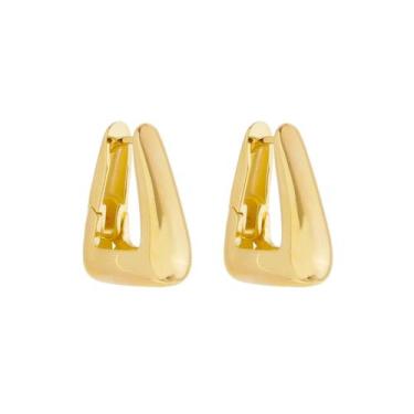 Imagem de Brinco argola triangular emily p folheado a ouro 18k - PIUKA, Dourado,