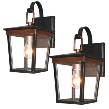 Imagem de ALVIME Luminária de parede externa, arandela de parede à prova d'água e para todos os climas, lanternas de jardim externas, lâmpadas externas de varanda para entrada, quintal de casa, pátio, garagem