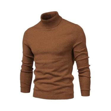 Imagem de Suéter Masculino De Inverno Grosso E Quente Com Gola Alta Casual Em Co