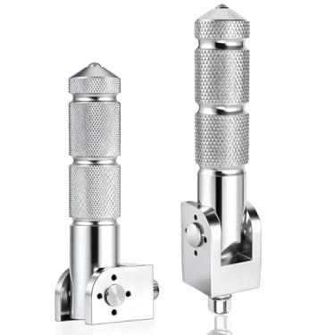 Imagem de Pegs universais de motocicleta, pinos de bicicleta, parafusos M8 dobráveis de 90 graus, pinos de liga de alumínio, pedais de descanso de pé para Ridstar Q20, Ebike, Super 73 Etc (prata)