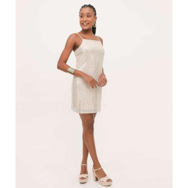 Imagem de Vestido Feminino Paetês Alças Finas Marisa-76004, Dourado, GG