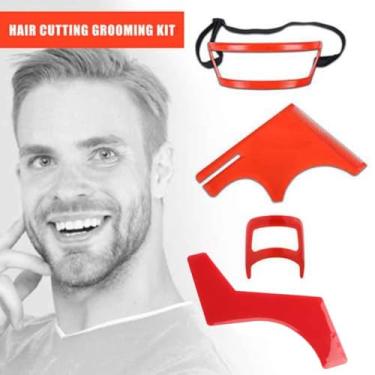 Imagem de Yinhing Kit de Corte de Cabelo para Homens, Barba, Cavanhaque, Modelo de Decote, Linha de Cabelo Profissional, Ferramenta de Modelagem de Barba, Conjunto Completo de Corte de para Estilo (Vermelho)