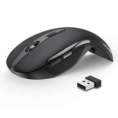Imagem de Mouse óptico sem fio dobrável TeckNet 2,4 G portátil Mini mouse ergonômico com receptor USB Nano para notebook, PC, laptop, computador, vida útil da bateria de 18 meses, 3 níveis DPI ajustáveis: 2000/1500/1000 DPI, Preto