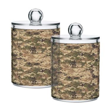 Imagem de Qilmy Qtip Suporte de boticário de 400 ml, frasco de plástico transparente camuflado com tampa, dispensador de recipiente de banheiro para bola de algodão, cotonete, fio dental, pacote com 2