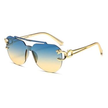 Imagem de Óculos de Sol Redondos Sem Aro para Mulheres e Homens, com Armação de Metal Circular (4)