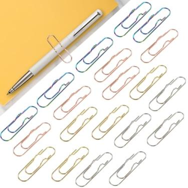 Imagem de IUMLXJO 20 peças de clipes de metal para caneta, para notebook, 5 cores, organizador de caneta e conjunto de clipes de papel, clipes de lápis multiuso para agenda, escritório, material escolar