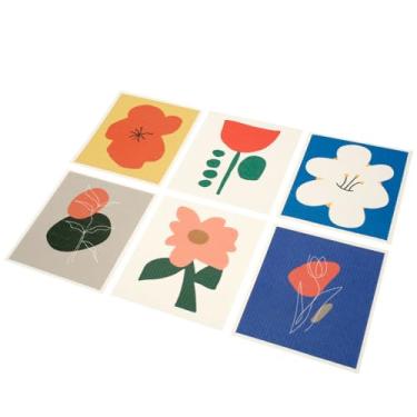 Imagem de UKQRRTC Pacote com 6 panos de prato suecos, toalhas de cozinha laváveis com padrão fofo, seguro para alimentos e sem plástico, fácil de usar, leve, multiuso para qualquer superfície