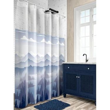 Imagem de Cortina de Box Banheiro Vinil com Ganchos – Cortina para Box Impermeável e Fácil de Limpar (SAIA ALPES)