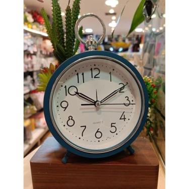 Imagem de Relógio de Mesa com Despertador Vintage Classic ou Candy - Design Charmoso, Funcional para Quarto, Sala de Estar e Escritório - Relógio Decorativo com Alarme Audível (Classic Azul Petróleo)