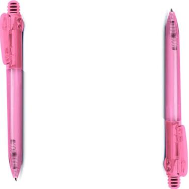 Imagem de Caneta Esferográfica Retrátil com Grip Antiderrapante, Escrita Azul, Plástico Translúcido, 10 Unidades, Design Executivo, Corpo Cilíndrico, para Escritório (Kit 2 Rosa)